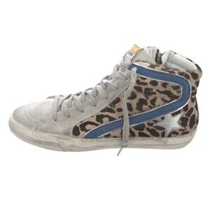 Golden Goose Ponyhair Animal print Slide Mid-Top sneakers Sz 38